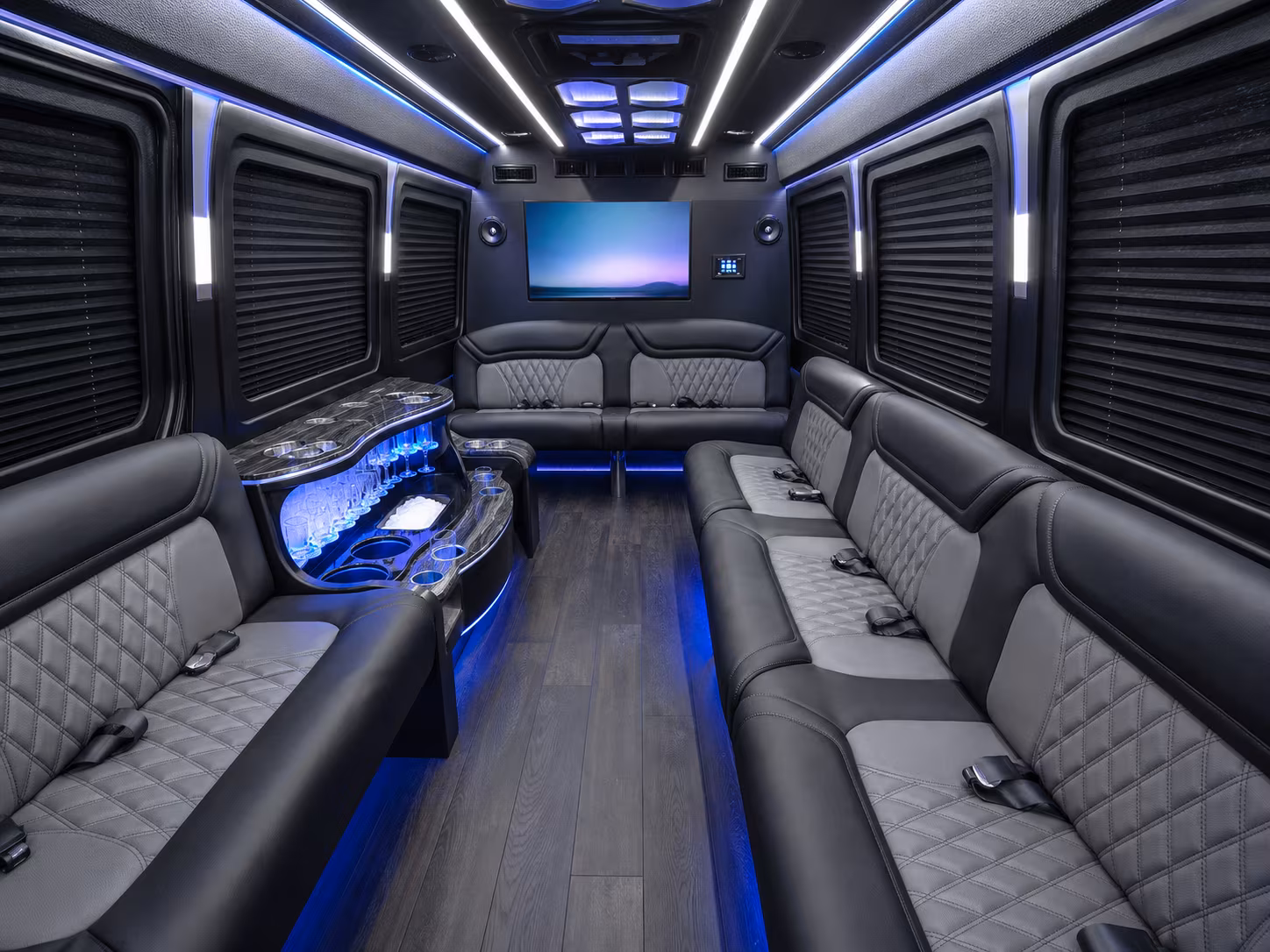 clearwater 15 passenger party bus interior