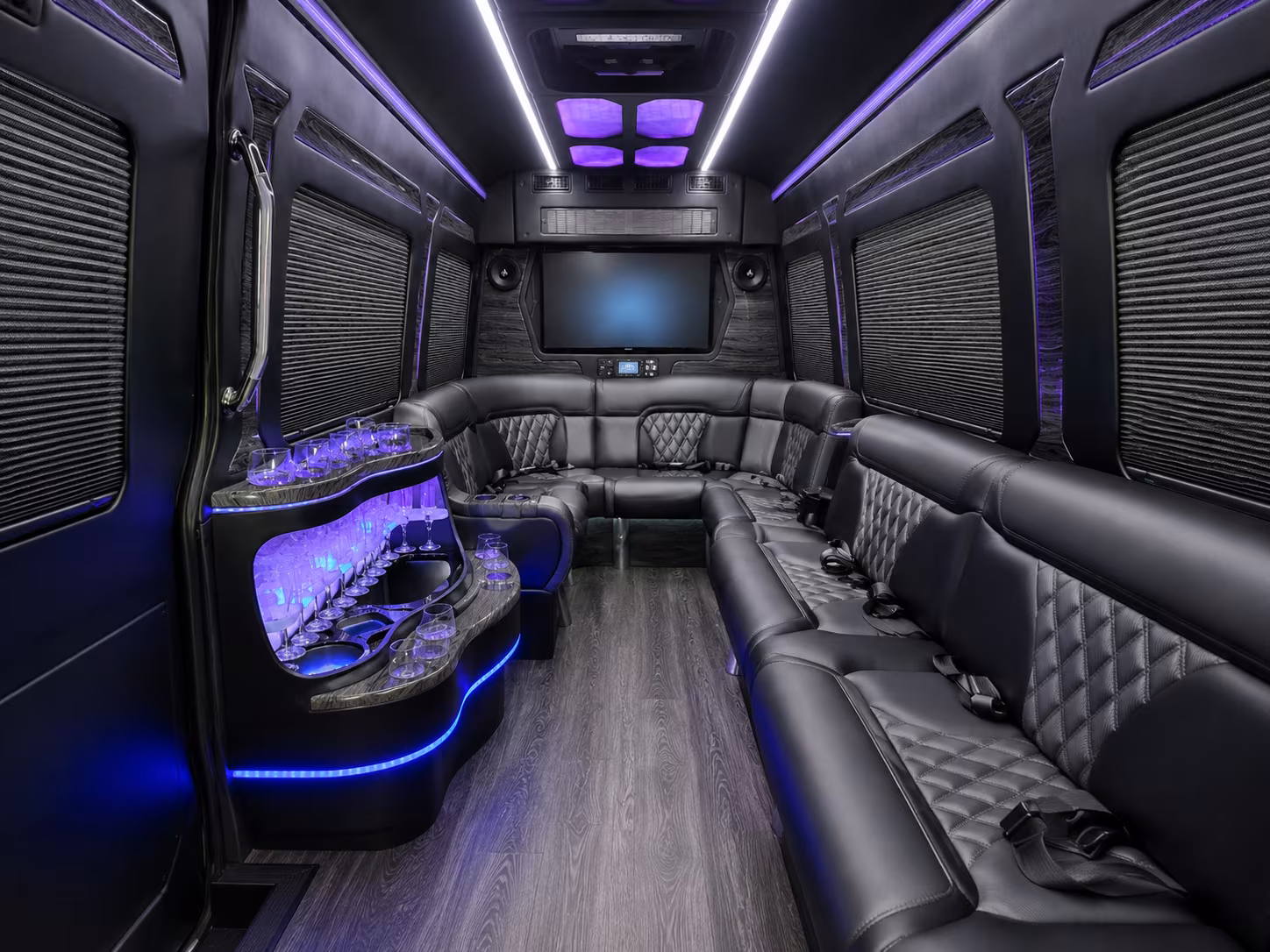 clearwater 50 passenger party bus inside